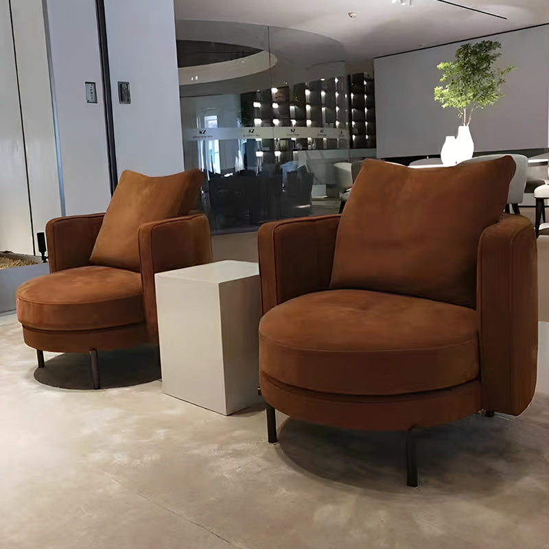 Modern Nordic Boucle Armchair – Wide Barrel Club Chair for Living Room