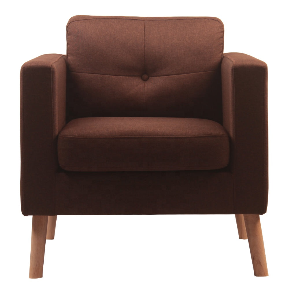 Brown Fabric Chesterfield Chair – Tufted Hotel Accent Single Sofa