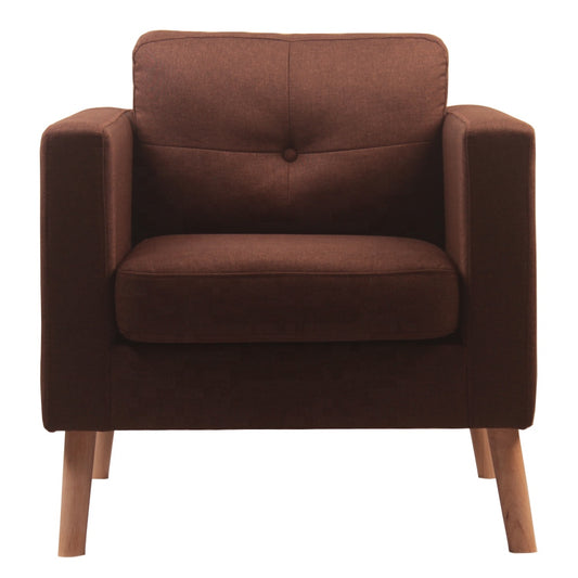 Brown Fabric Chesterfield Chair – Tufted Hotel Accent Single Sofa