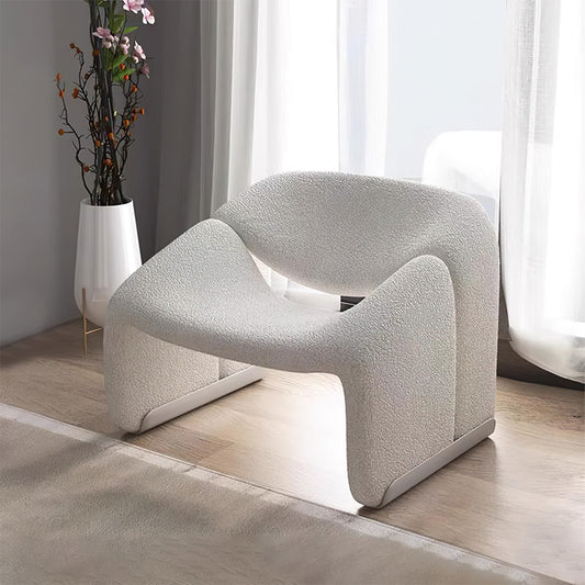 Nordic Lamb Wool Lounge Chair – White Fabric Single Sofa for Home Hotel