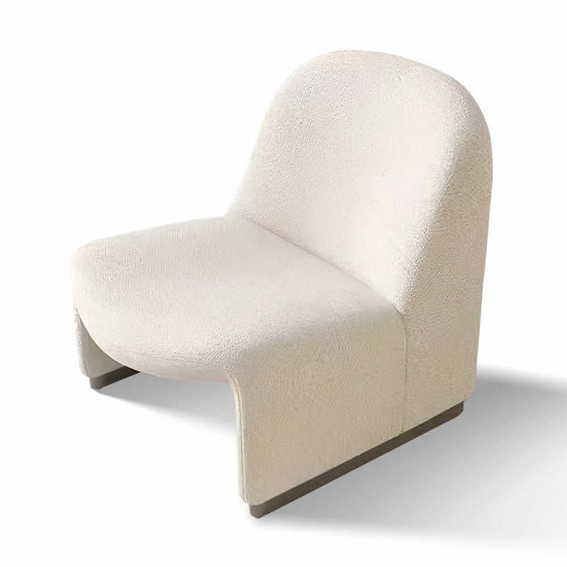 Lambswool Lazy Lounge Chair – Cream Boucle Fabric Single Sofa for Home