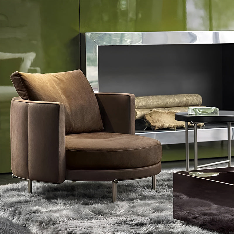 Modern Nordic Boucle Armchair – Wide Barrel Club Chair for Living Room