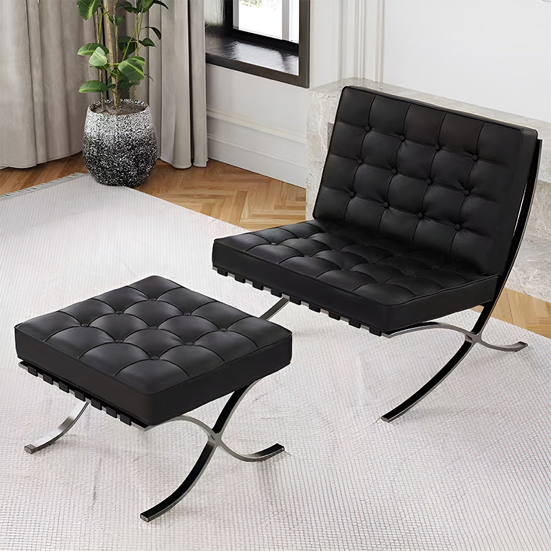 Nordic Leather Accent Chair – Single Seater with Stainless Steel Frame