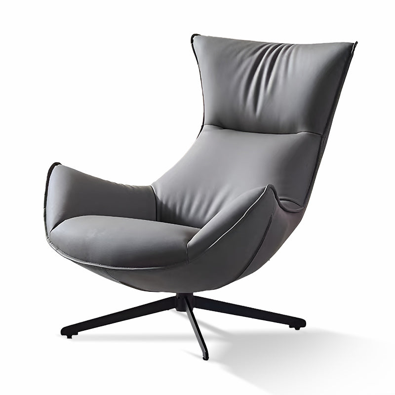 Luxury Genuine Leather Swivel Lounge Chair with Ottoman – Modern Office Sofa