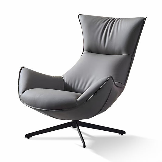 Luxury Genuine Leather Swivel Lounge Chair with Ottoman – Modern Office Sofa