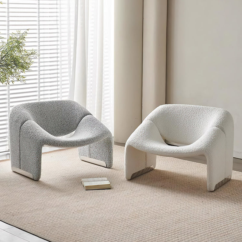Nordic Lamb Wool Lounge Chair – White Fabric Single Sofa for Home Hotel