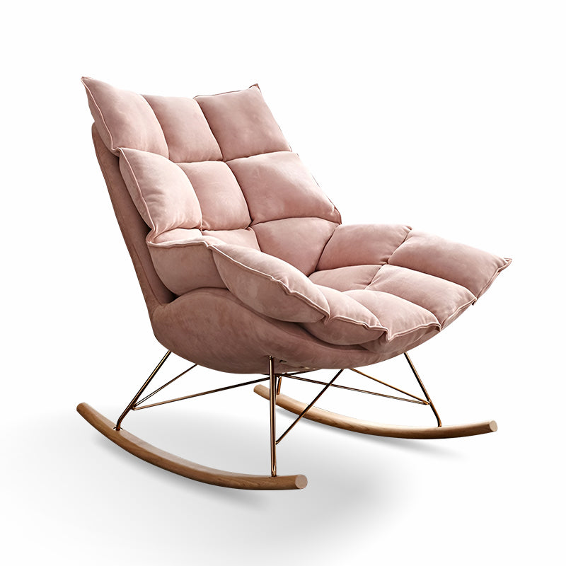 Nordic Curved Wooden Lounge Chair – Single Sofa with Armrests