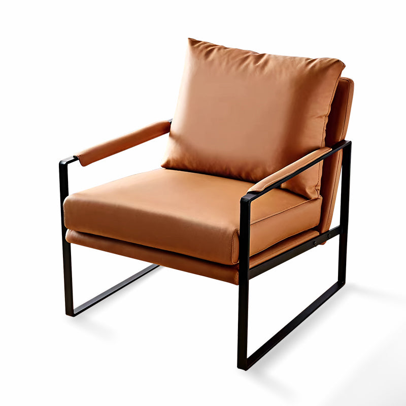Modern Nordic Armchair - Solid Wood Frame Leather Lounge Chair