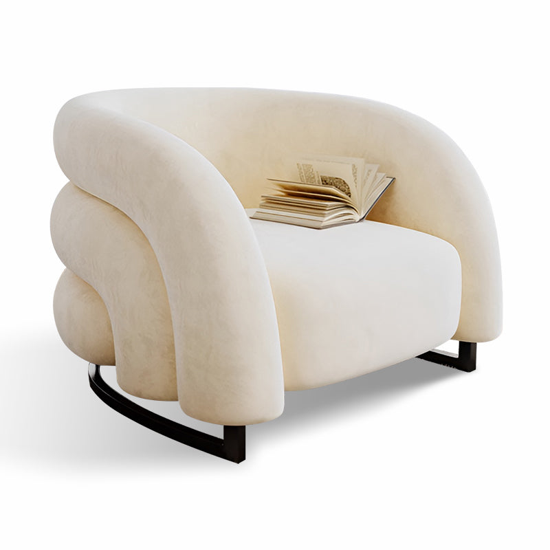 Nordic Velvet Armchair – Steel Leg Single Sofa Chair for Living Room