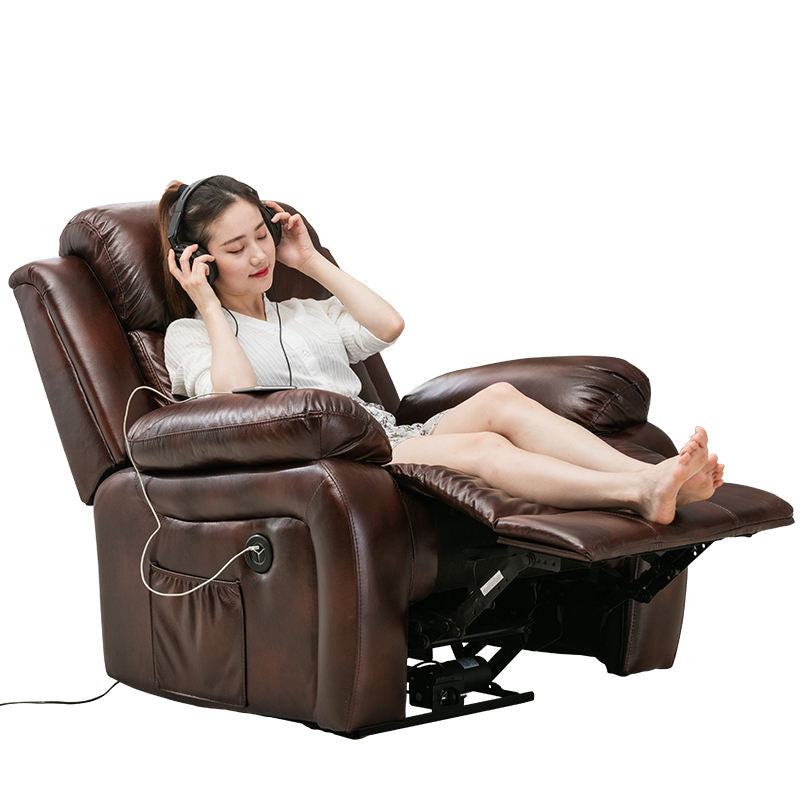 Electric Heated Massage Recliner Chair – Leather Sofa for Home Theater