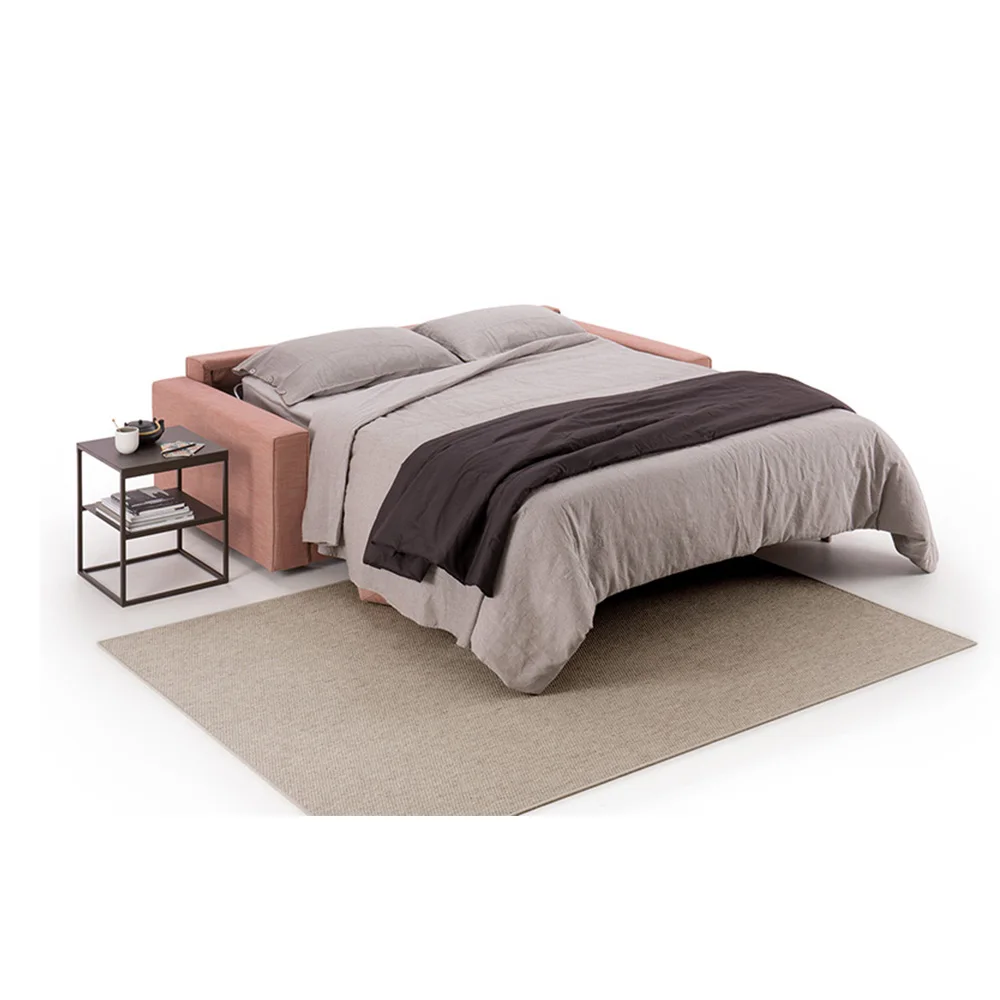 Luxurious Pink Velvet Sofa Bed – Multifunction Armchair with Mattress & Desk