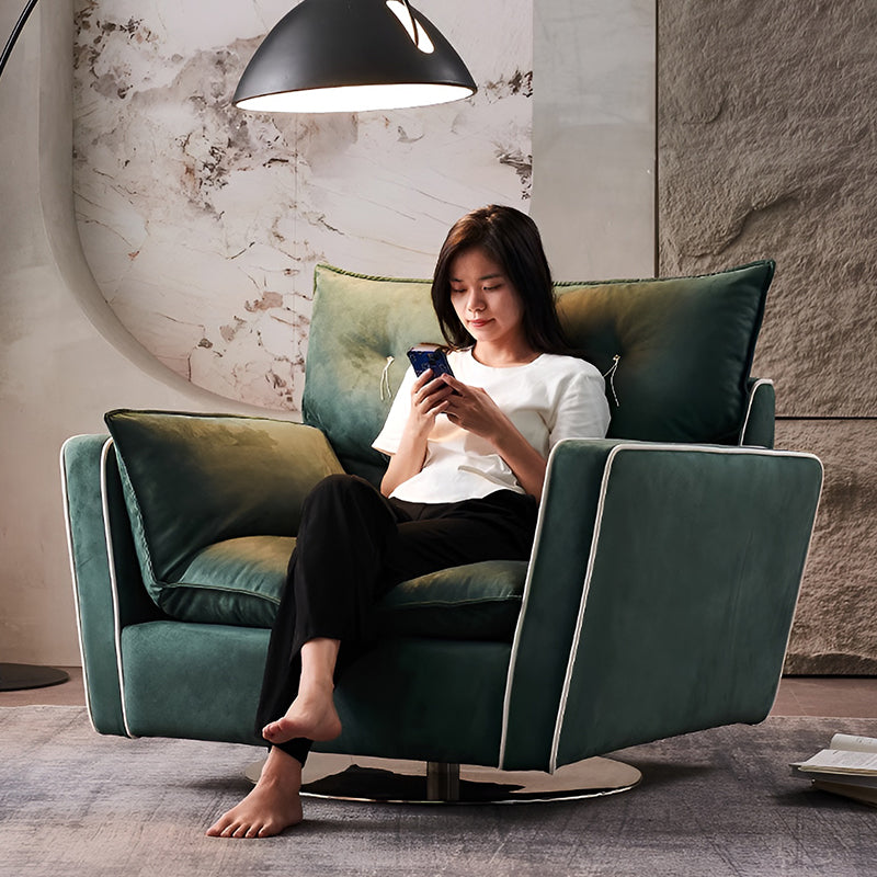 Luxury Swivel Lounge Armchair – Metal Base Single Sofa Chair