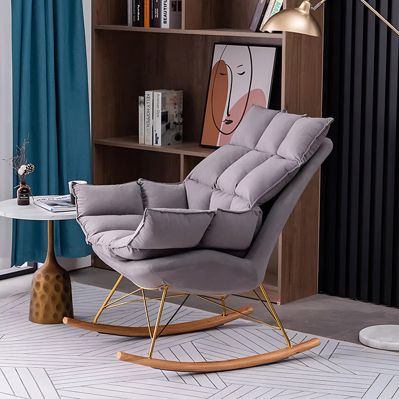 Nordic Curved Wooden Lounge Chair – Single Sofa with Armrests