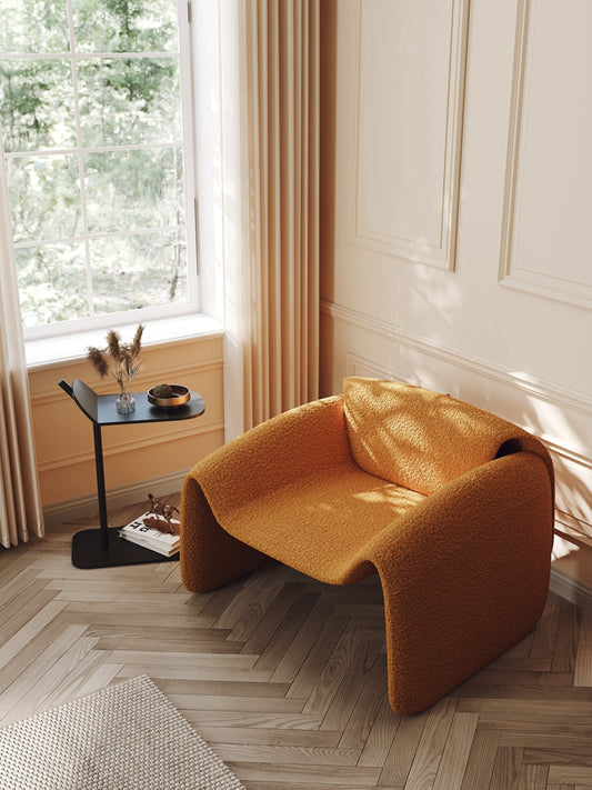 Minimalist Lazy Sofa – Fabric Lounge Chair for Small Space Living Rooms