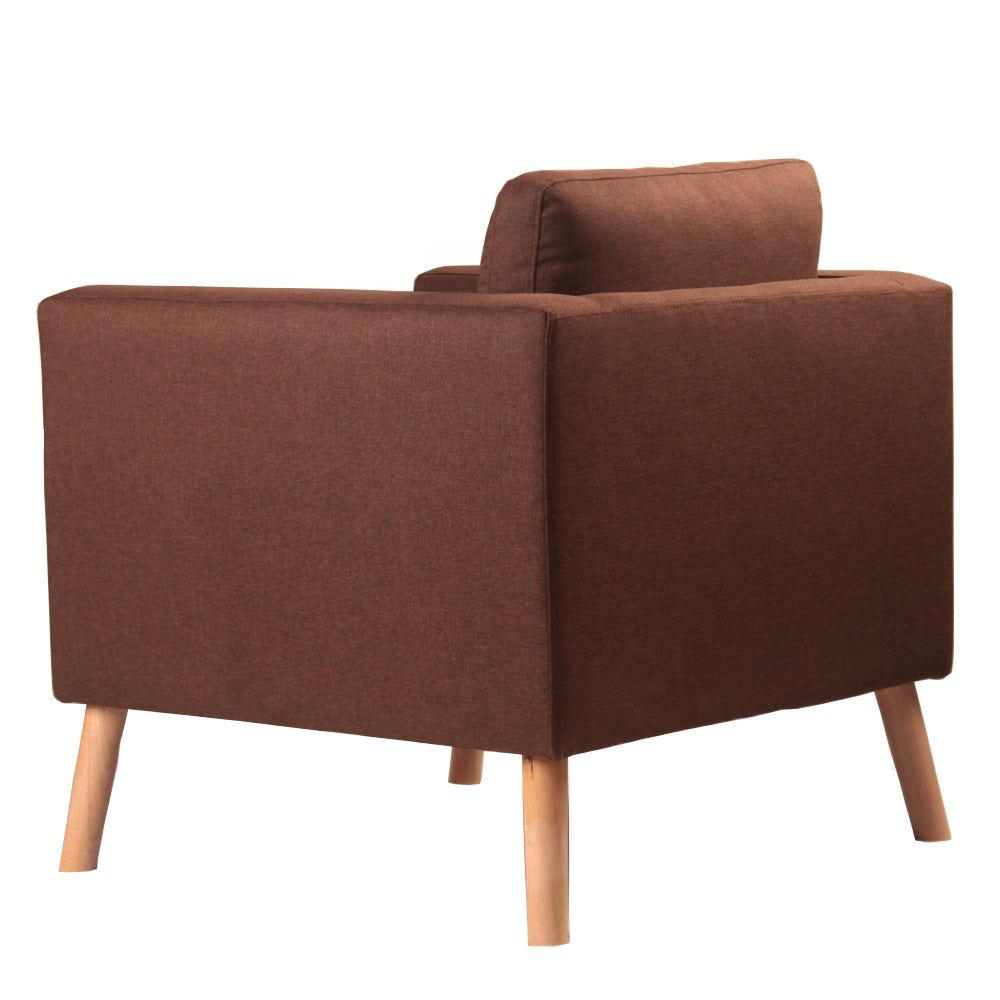 Brown Fabric Chesterfield Chair – Tufted Hotel Accent Single Sofa