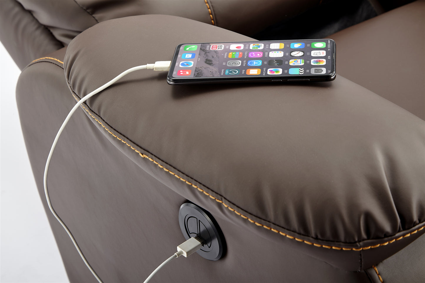 Electric Heated Massage Recliner Chair – Leather Sofa for Home Theater