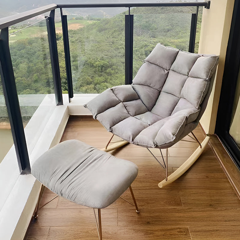 Nordic Curved Wooden Lounge Chair – Single Sofa with Armrests