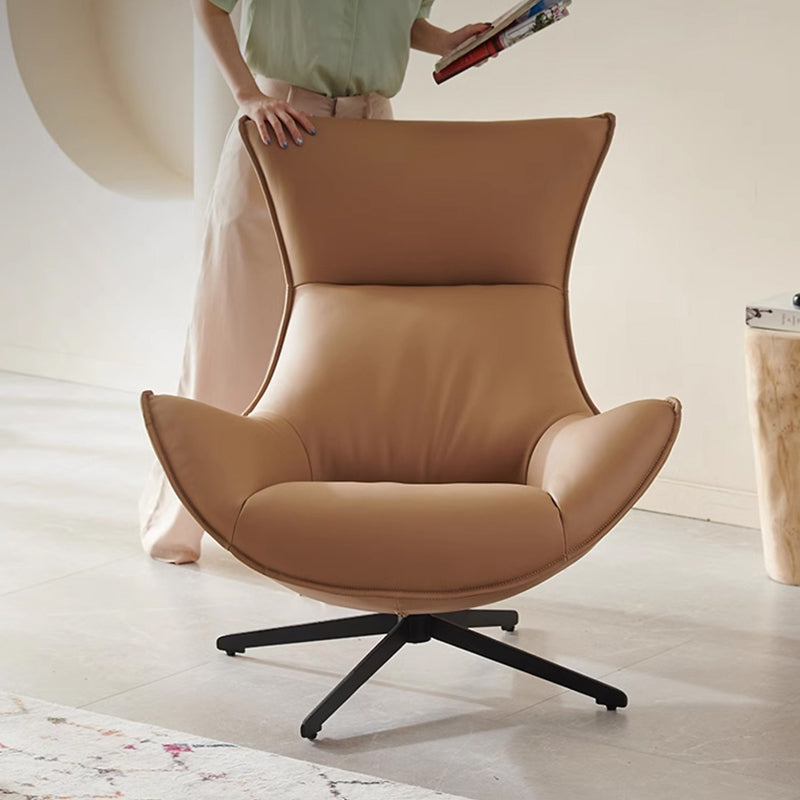 Luxury Genuine Leather Swivel Lounge Chair with Ottoman – Modern Office Sofa