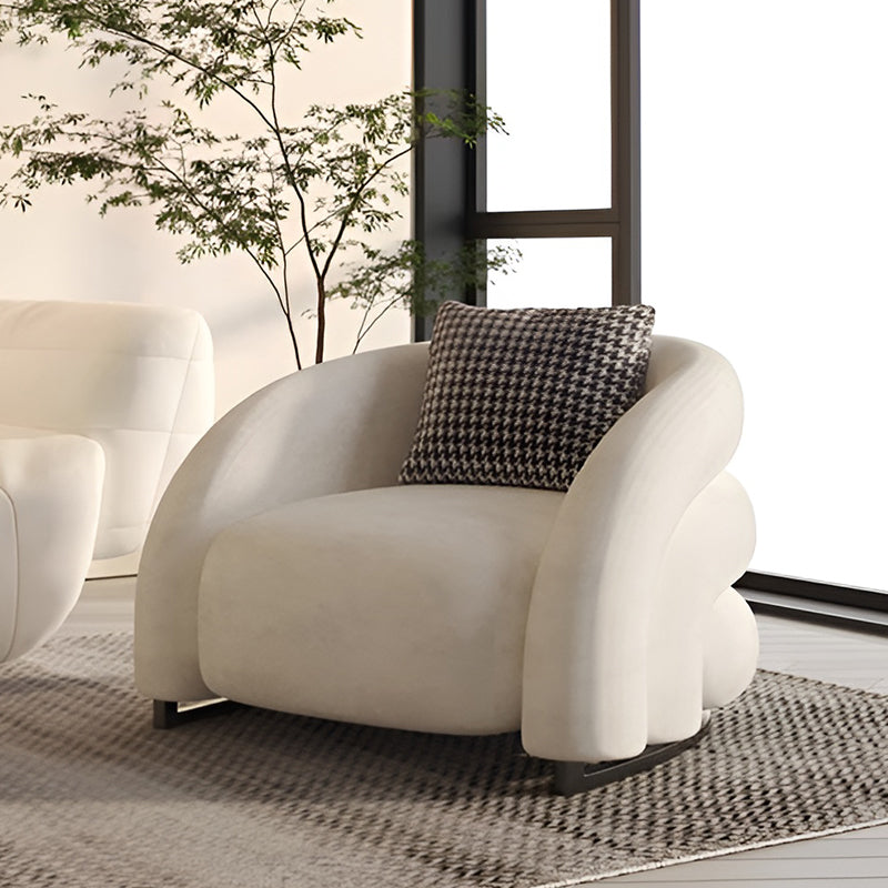 Nordic Velvet Armchair – Steel Leg Single Sofa Chair for Living Room