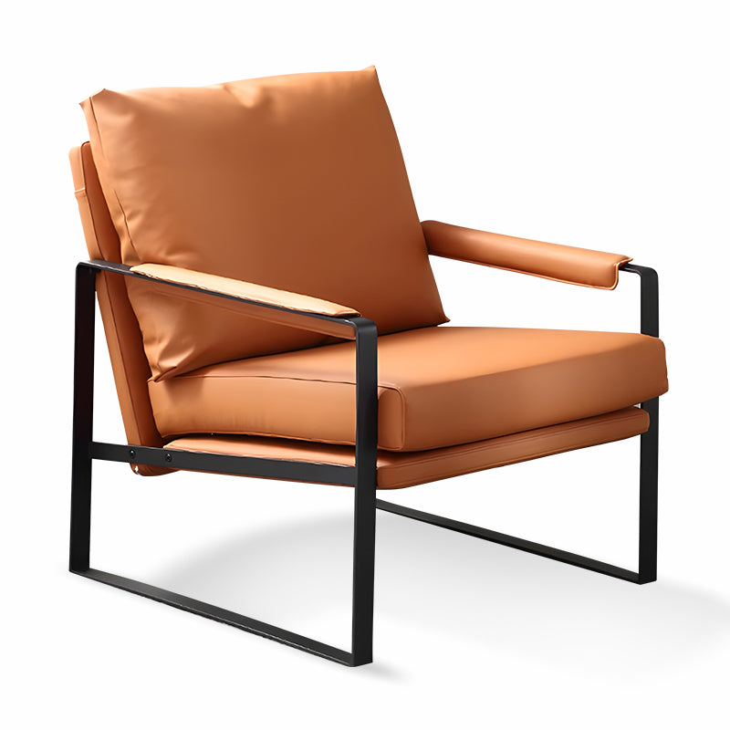 Modern Nordic Armchair - Solid Wood Frame Leather Lounge Chair