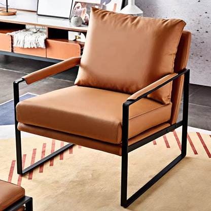 Modern Nordic Armchair - Solid Wood Frame Leather Lounge Chair
