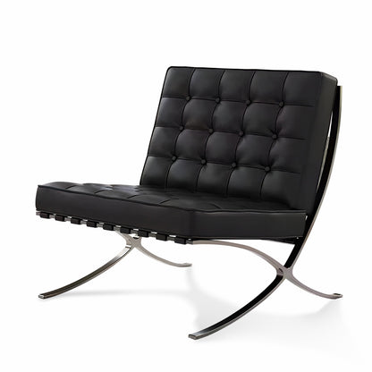 Nordic Leather Accent Chair – Single Seater with Stainless Steel Frame