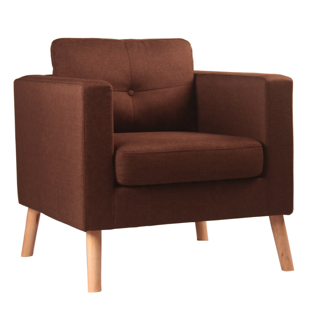 Chesterfield Style Hotel Furniture Brown Fabric Upholstery Accent Chair Single Sofa