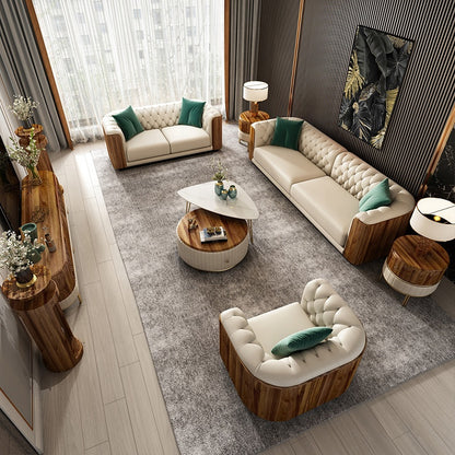 Living Room Sofa Light Luxury Leather Fashion Double Sofa Set