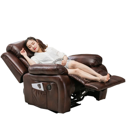 Electric Heated Massage Recliner Chair – Leather Sofa for Home Theater