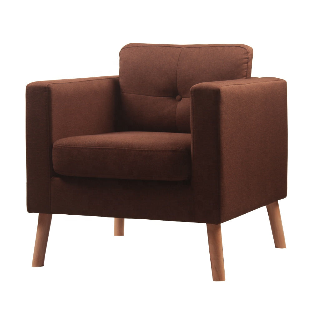 Chesterfield Style Hotel Furniture Brown Fabric Upholstery Accent Chair Single Sofa