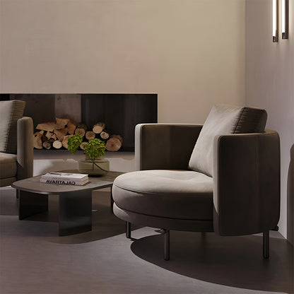 Modern Nordic Boucle Armchair – Wide Barrel Club Chair for Living Room