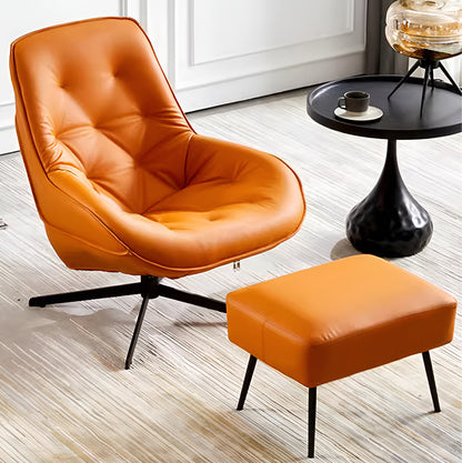 Genuine Leather Swivel Recliner Chair – Modern 360° Lounge Armchair
