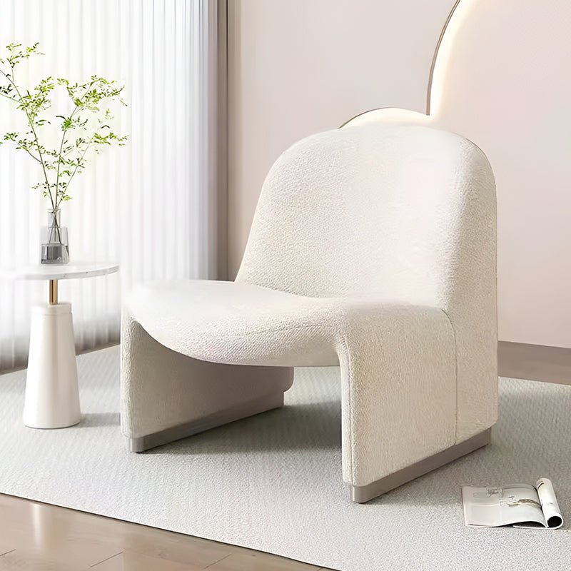 China Supplier Lambswool Lazy Sofa Cream White Boucle Fabric Chair Lamb Wool Lounge Accent Chairs Single Sofas Modern Furnitures