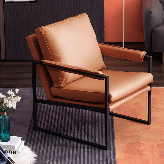 Modern Nordic Armchair - Solid Wood Frame Leather Lounge Chair