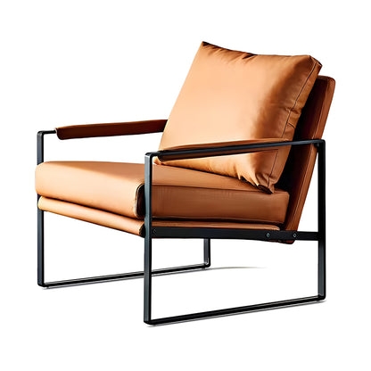 Modern Nordic Armchair - Solid Wood Frame Leather Lounge Chair