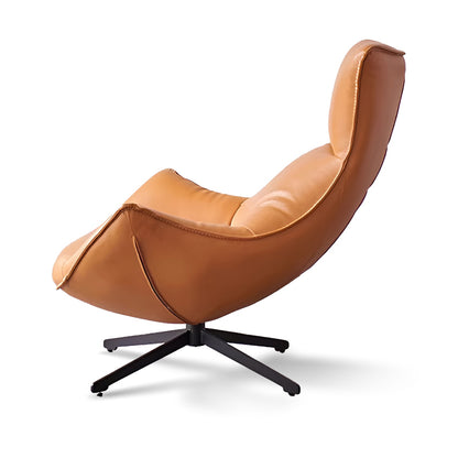 Luxury Genuine Leather Swivel Lounge Chair with Ottoman – Modern Office Sofa