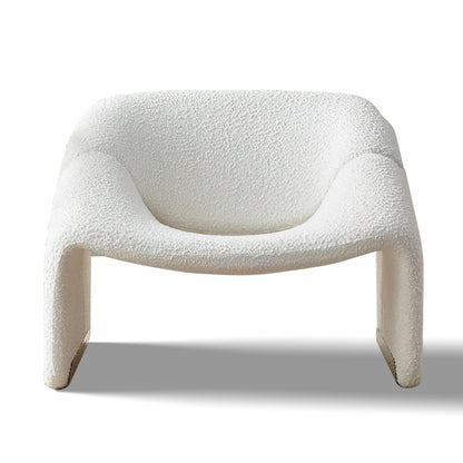 Nordic Lamb Wool Lounge Chair – White Fabric Single Sofa for Home Hotel